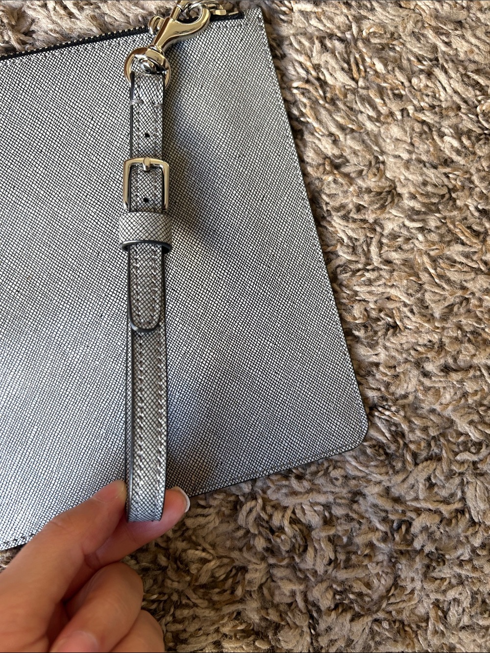 Coach Silver Gray Zip Wristlet Pouch - Picture 4 of 6